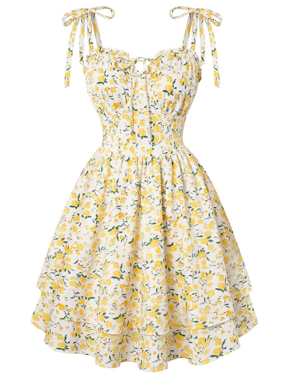 NWT Scarlett Darkness Yellow Floral Tie-Shoulder Mini Dress 2XL